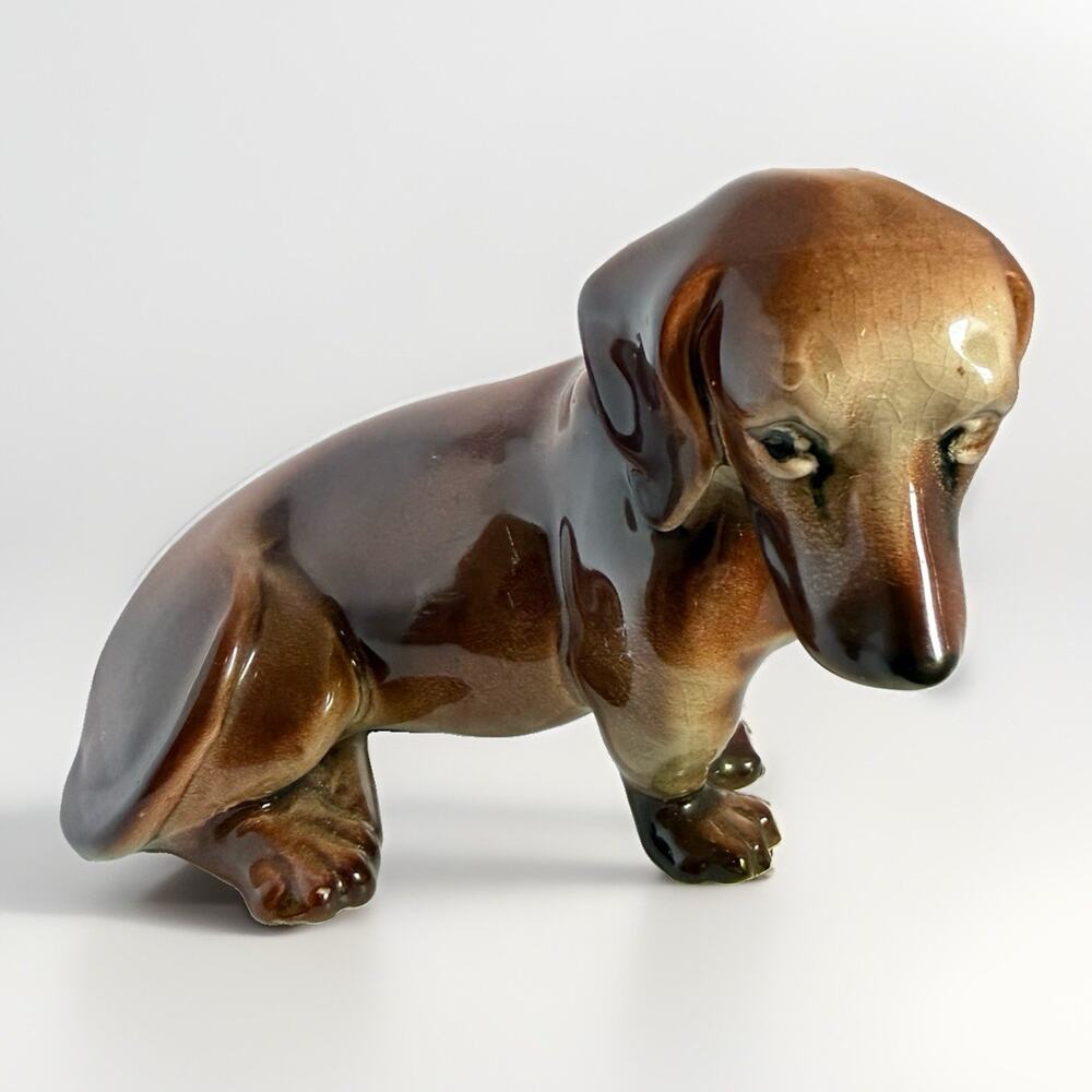 Vintage Dachshund Dog Puppy FIGURINE Robert Simmons? Mid Century Modern 7x5”